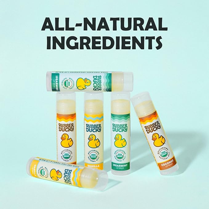 Rubber Ducky Sunscreen - Organic Lip Balm for Women, All Natural Lip Balm Stick with Vitamin E - Moisturizing & Hydrating Lip Balm for Dry Lips - Untinted and Non-Toxic Lip Care - Vanilla, 3 Pack-Velvo Beauty