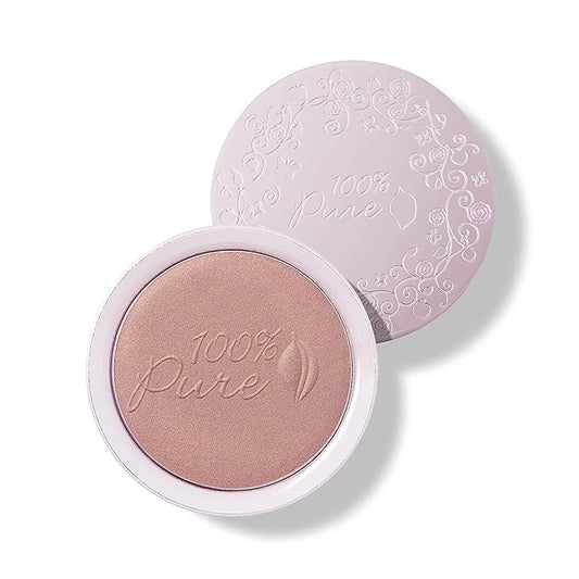 100% PURE Powder Blush (Fruit Pigmented), Peach, Soft Shimmery Finish, Nourishes Skin w/Rosehip Oil, Cocoa Butter, Natural Makeup (Neutral Peach w/Bronze) - 1.81 oz-Velvo Beauty
