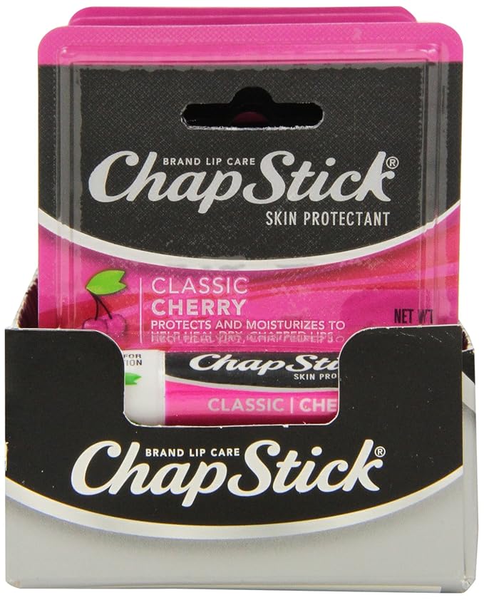 ChapStick Classic (24 Blister Packs of 1 Stick, 24 Total Sticks, Cherry Flavor) Skin Protectant Flavored Lip Balm Tube, 0.15 Ounce Each,24 Count (Pack of 1)-Velvo Beauty