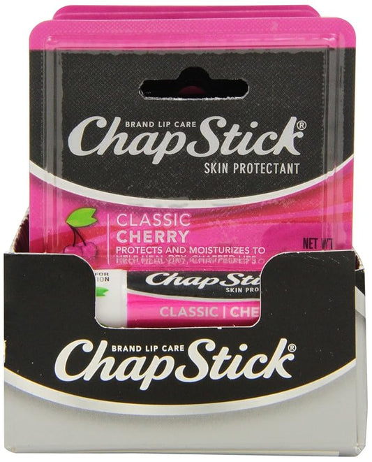 ChapStick Classic (24 Blister Packs of 1 Stick, 24 Total Sticks, Cherry Flavor) Skin Protectant Flavored Lip Balm Tube, 0.15 Ounce Each,24 Count (Pack of 1)-Velvo Beauty