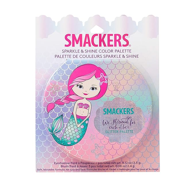 Lip Smacker Sparkle & Shine Eyeshadow Makeup Palette, Mermaid Palette Shimmer | Christmas Make Up Collection | Holiday Present | Gift for Girls-Velvo Beauty