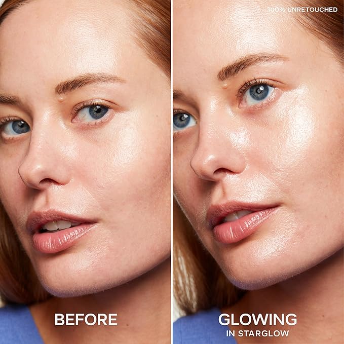 Saie Glowy Super Gel - Hydrating Makeup Primer and Illuminating Glow Serum Enriched with Vitamin C and Squalane Oil - All-Over Liquid Highlighter Makeup for Instant Glass Skin - Starglow (1 oz)-Velvo Beauty