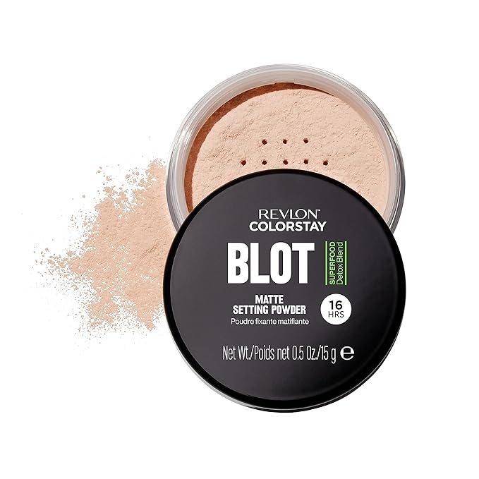 Revlon ColorStay Blot Face Powder, Mattifying, Blurring & Oil Absorbing Setting Powder, Absorb Sebum, Blurs Imperfections and Reduces Pore Appearance, 0.5 oz-Velvo Beauty