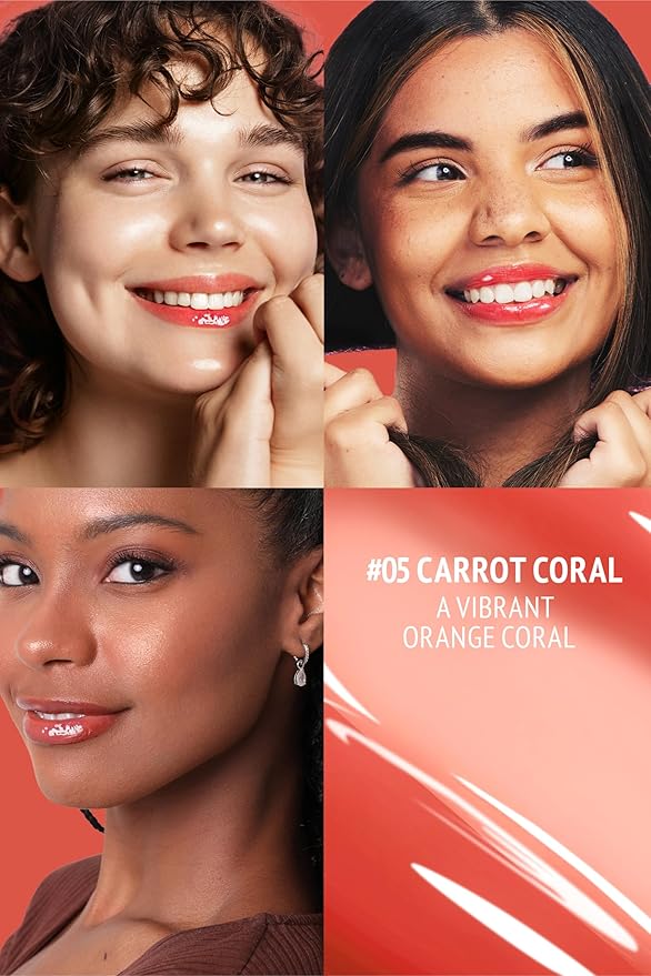 Veganize Collagen Lip Glass Balm | Hydrating Lip Balm in 9 Vibrant Colors | Moisturizing Lip Care Infused with Collagen Jelly Magic | No Animal Trial Lip Balm 0.06 oz (No. 05 Carrot Coral)-Velvo Beauty