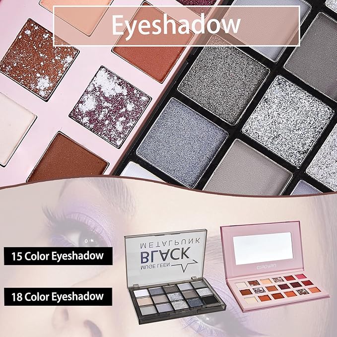 All In One Makeup Kit, Travel Makeup Kit, Makeup Gift Set, Makeup Kit for Women Full Kit, Makeup Bundle Includes Foundation Eyeshadow Palette Lipstick Eyeliner Mascara Contour Stick Cosmetic Brush Set-Velvo Beauty