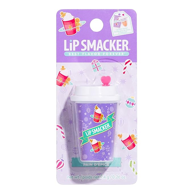 Lip Smacker Holiday Christmas Flavored Lip Balm Frappe Gingerbread Stocking Stuffer Gift For Kids-Velvo Beauty