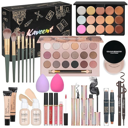Makeup Sets Teens Makeup Kit for Women Full Kit Makeup Kits for Women Gift Eyeshadow Palette Concealer Palette Lipgloss Foundation Concealer Powder-Velvo Beauty