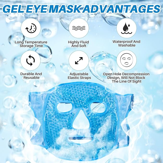 Ice Pack Cold Face Eye Masks Reduce Face Puff, Dark Circles, Reusable Cold Hot Gel Face Eye Mask, Suitable for Women Facial SPA, Ice Face Mask for Sleeping, Headaches (Blue)-Velvo Beauty