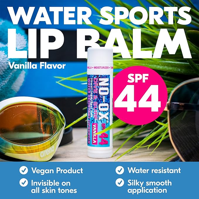 Moisturizing SPF 44 Lip Balm - Spf Lip Balm with Vitamin E | Broad Spectrum | Moisturizing | Vegan | Water Resistant Vanilla Flavor | 0.15 oz | 3 Pack-Velvo Beauty