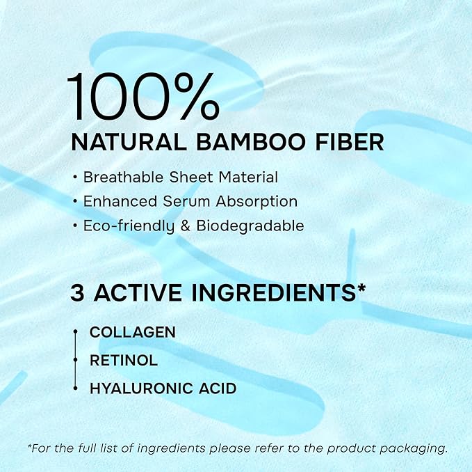 SimplyVital Collagen Facial Mask with Retinol & Hyaluronic Acid - Hydrating Face Masks Skincare - Visibly Firming and Lifting T Line & V Line Sheet Mask for Women - Mascarillas Para la Cara - 7 Pack-Velvo Beauty