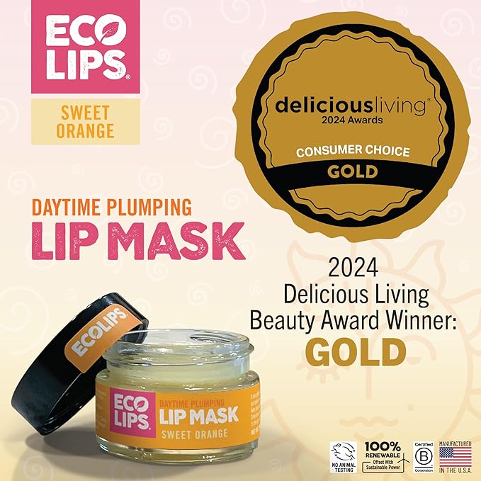 Eco Lips Plumping Daytime Lip Mask with Hyaluronic Acid and Upcycled Cloudberry Oil, 2-pack by Eco Lips 100% Natural. Made in USA-Velvo Beauty