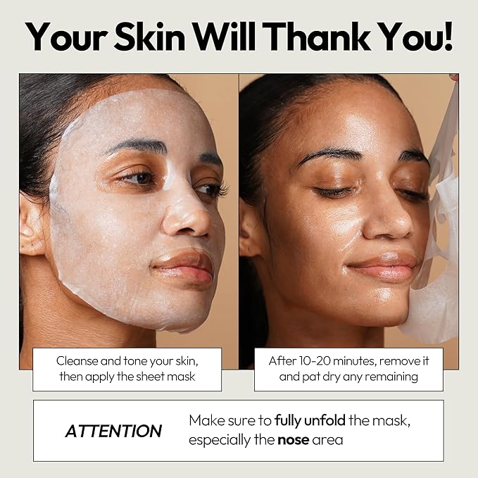 LAPCOS Honey Sheet Mask, Daily Face Mask with Hyaluronic Acid and Antioxidants to Hydrate and Tighten Dry Skin, Korean Beauty Favorite, 5-Pack-Velvo Beauty