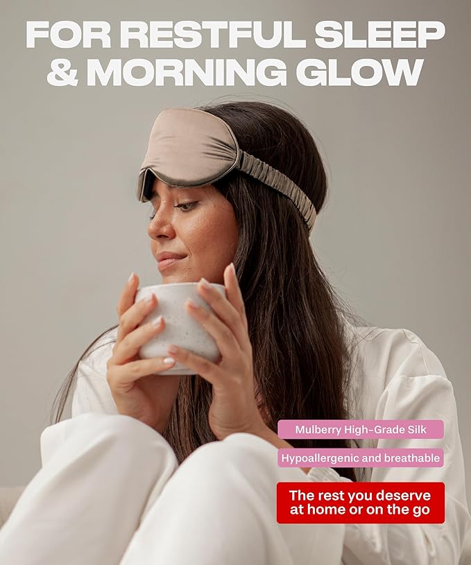 SUNDAYSILKS™ 3D Contoured Silk Sleep Mask | Padded Silk Eye Mask with Eye Cups for Lash Extensions | Blackout, Organic for Women & Men, Perfect for Travel, Slip-Free Deep Sleeping, Antifaz para Dormir-Velvo Beauty