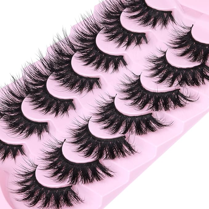 Lashes Flat Faux Mink Eyelashes 20mm Long False Eyelashes Dramatic Cat Eye Eyelashes Wispy 3D Crossed Thick Fox Eyelashes Extensions Strip Lashes Pack by Kiromiro-Velvo Beauty