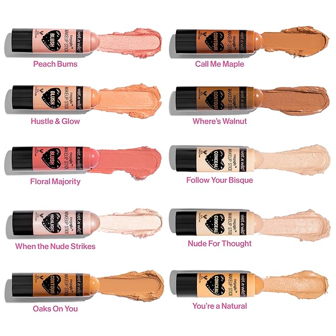 wet n wild MegaGlo Makeup Stick Peach Bums & Conceal Follow Your Bisque,1 Ounce Makeup Stick Bundle-Velvo Beauty