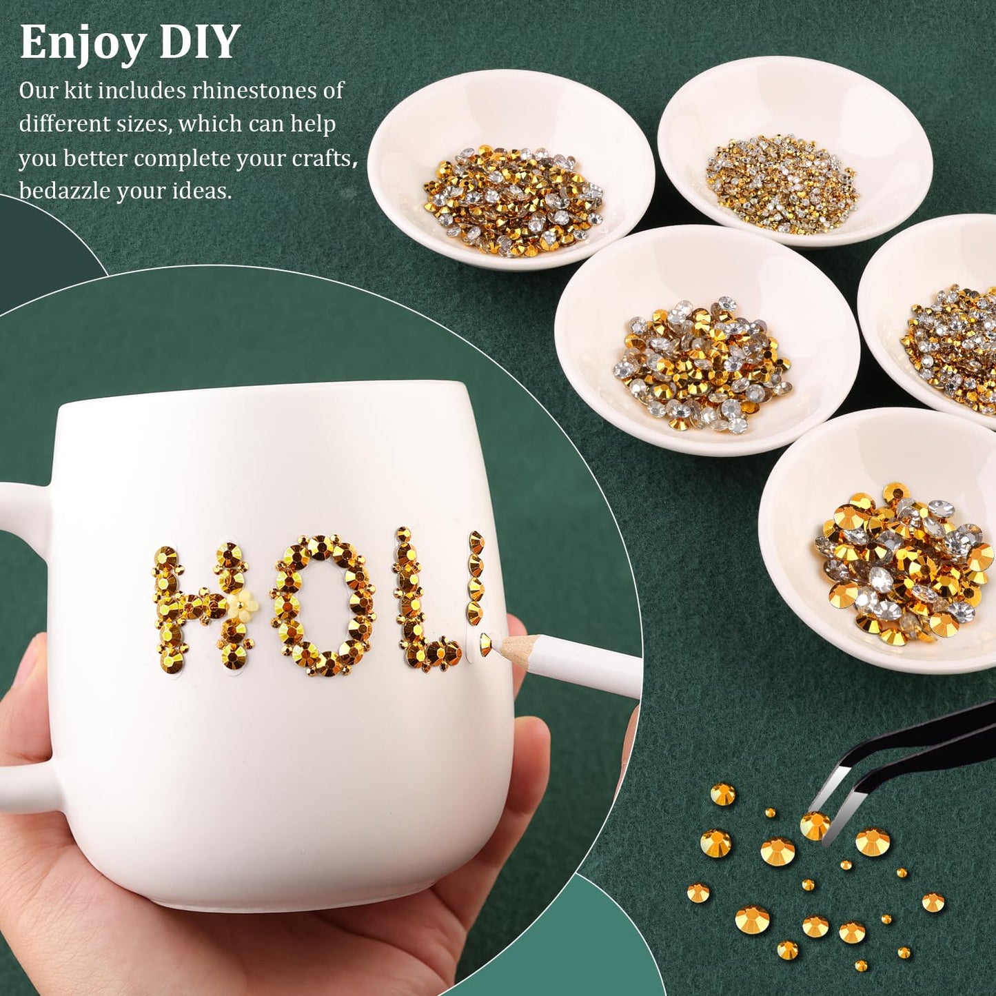 Resin Rhinestones for Crafting with B7000 Jewelry Glue, 1 Box Gold Flatback Crystals with 3Pcs 10ml Glue for Bedazzling Crafts DIY Nail Art Makeup，Non Hotfix Gems for Clothing Shoes-Velvo Beauty