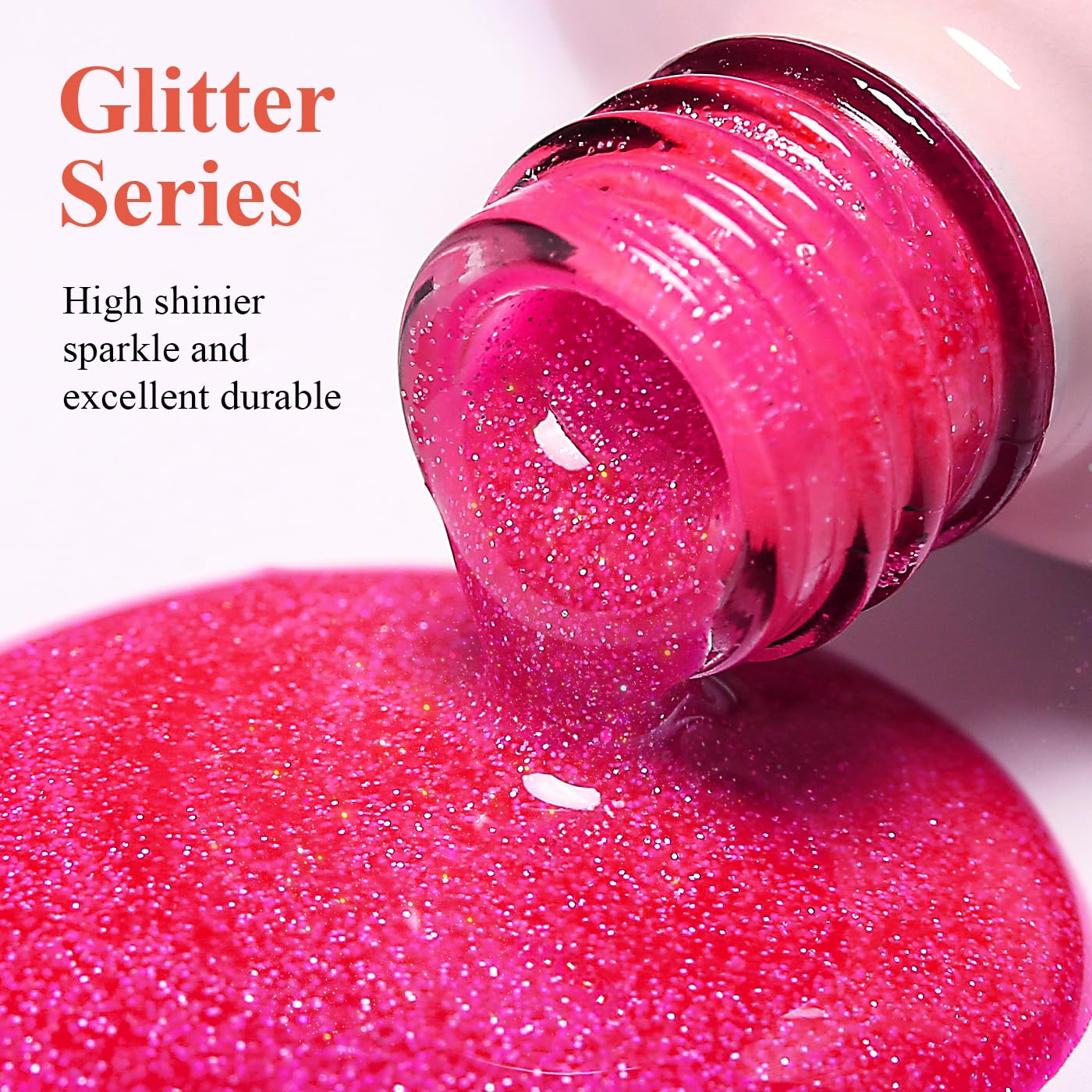 Imtiti Glitter Gel Nail Polish, Rose Pink Iridescent Glitter Nail Gel Polish Diamond Shimmer Sparkle Soak Off UV LED Spring Summer Manicure 10ML-Velvo Beauty