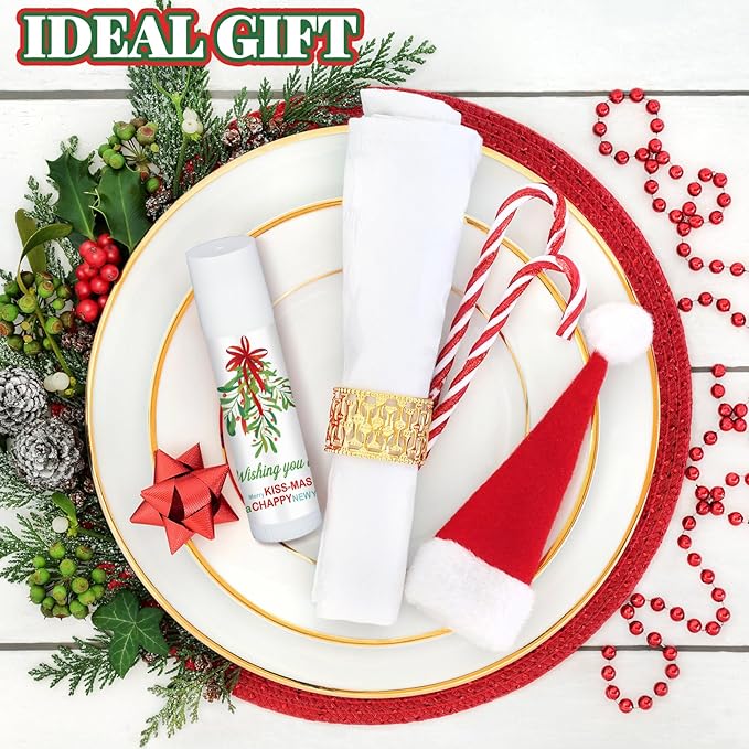 50 Pcs Christmas Lip Balms Mistletoe Gifts Bulk Christmas Vanilla Flavors Lip Balms Lips Moisturizer for Christmas Stocking Stuffers Xmas Party Supplies Favors-Velvo Beauty