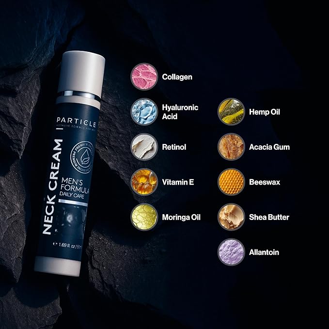 Particle Neck Cream for Men - Firming Cream, Lift and Moisturize The | Use on Saggy Skin or Turkey Anti Aging Triple Action with Collagen, Hyaluronic Acid, Retinol, 1 pack, 1.7 Fl Oz-Velvo Beauty