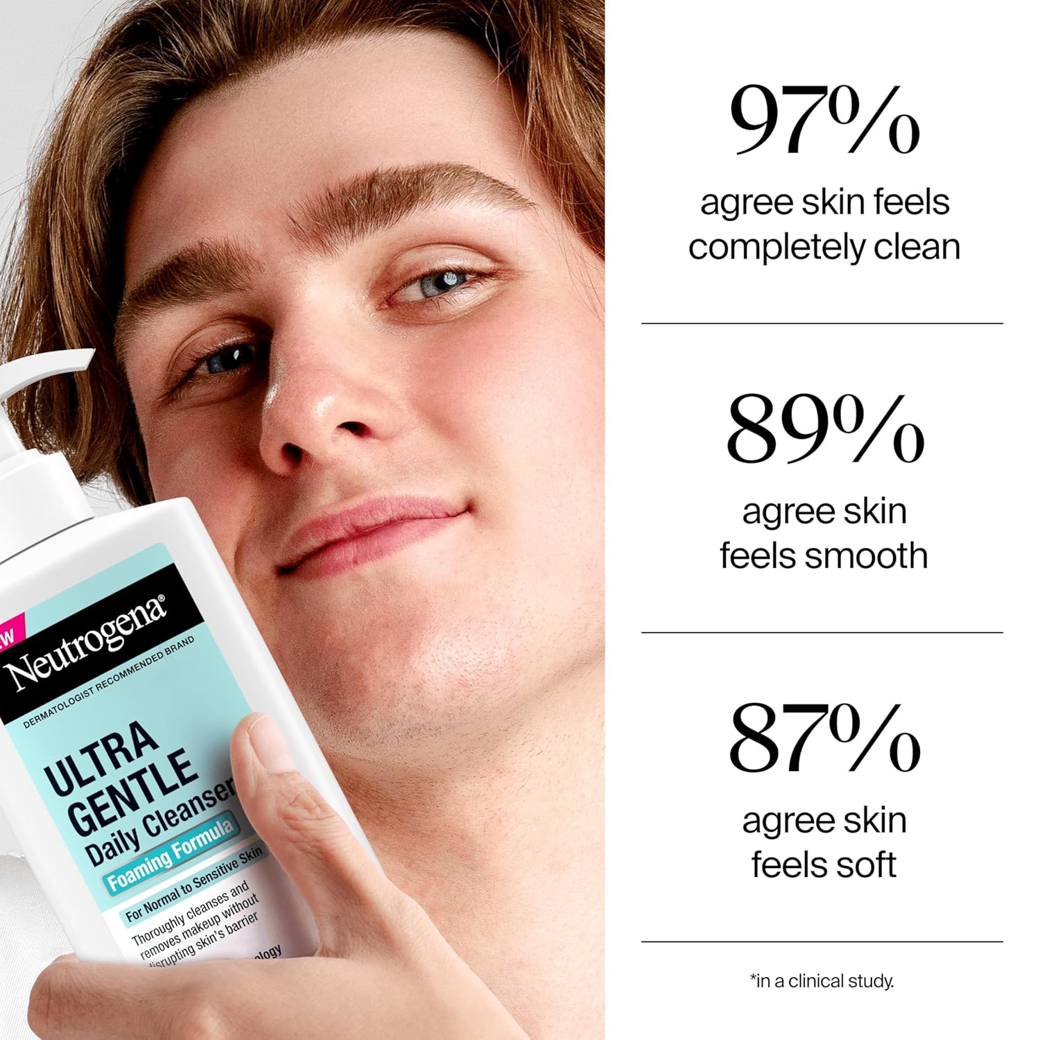 Neutrogena Ultra Gentle Foaming Facial Cleanser, Fragrance Free Hydrating Face Wash for Sensitive Skin, Daily Non Over Drying Makeup Remover, Hypoallergenic, Soap & Dye Free, Non-Comedogenic, 16 Fl Oz-Velvo Beauty