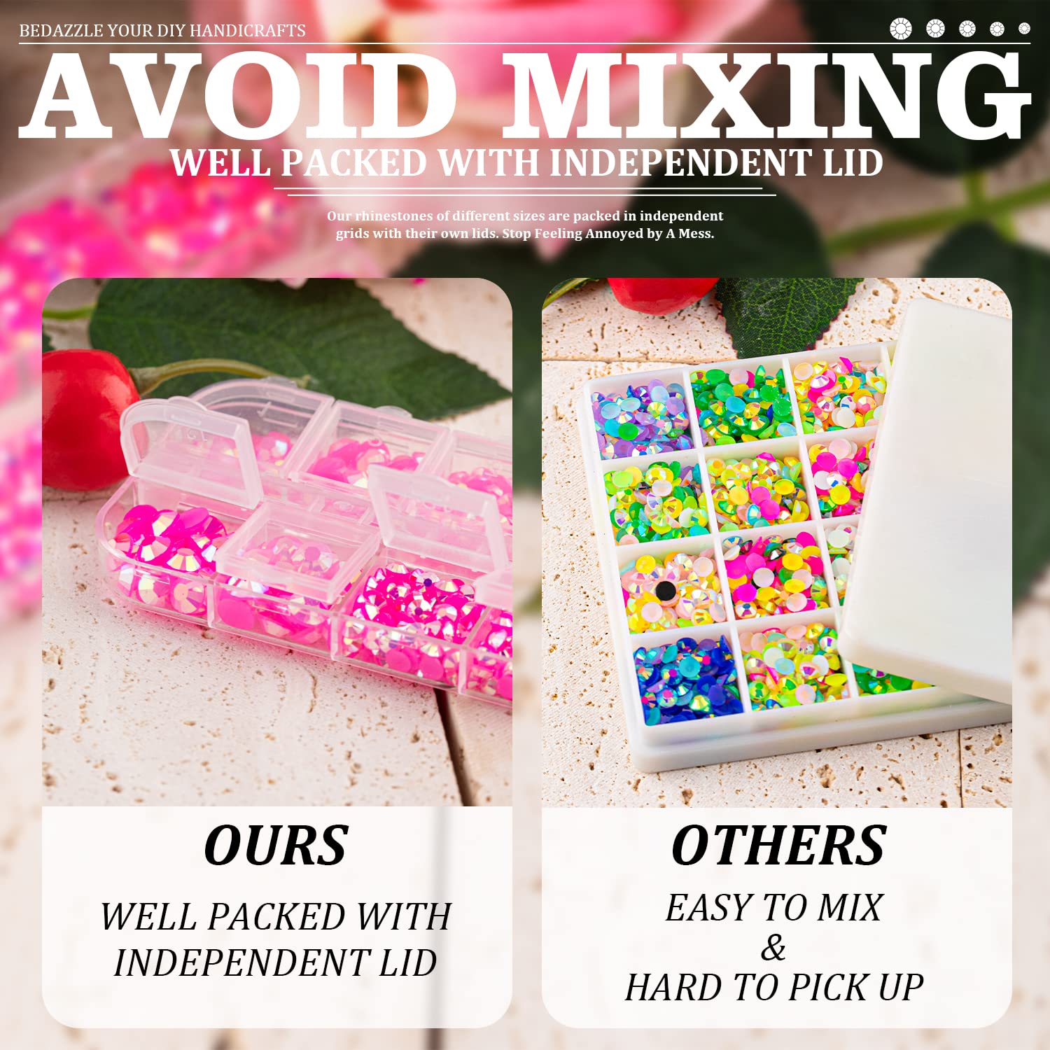 7000PCS Resin Rhinestones with Tweezers for Crafting, 2/3/4/5/6mm Flatback Jelly Rhinestones, 4 Box Hot Pink AB Non Hotfix Crystal Gems for DIY Crafts Mugs Tumblers Clothes Makeup Nail-Velvo Beauty