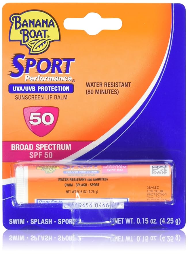 Banana Boat Spf#50 Sport Lip Balm 0.15 Ounce (4.4ml) (3 Pack)-Velvo Beauty