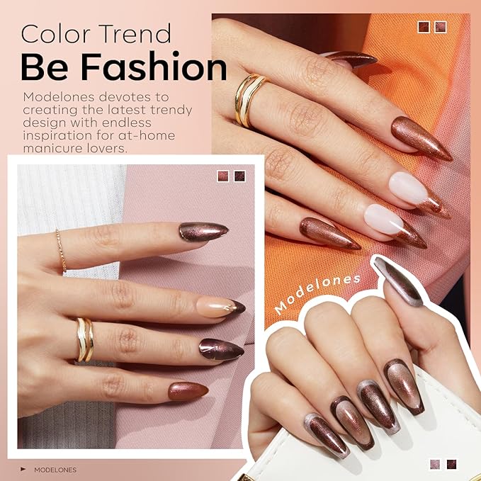 modelones Chameleon Gel Nail Polish Set, 6 Colors Fall Gel Polish Kit Nude Brown Glitter Shimmer Soak Off LED Nail Lamp Gel Nail Kit Home Gift DIY Salon For Women Girl-Velvo Beauty