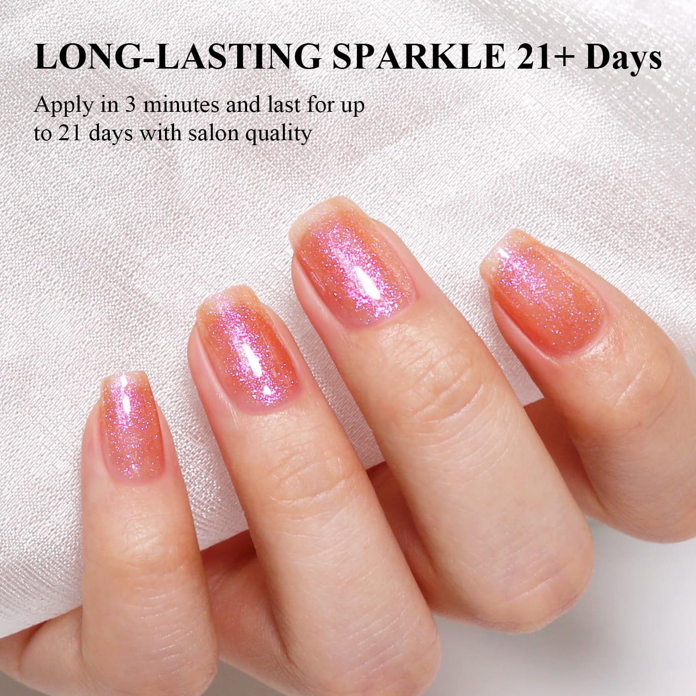 Imtiti Glitter Gel Nail Polish, Coral Iridescent Glitter Gel Polish Diamond Shimmer Sparkle Soak Off UV LED Nail Gel Polish spring summer Manicure 10ML-Velvo Beauty