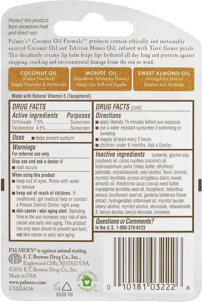 Palmer's Coconut Oil Formula Lip Balm with SPF 15, 0.15 Ounce-Velvo Beauty