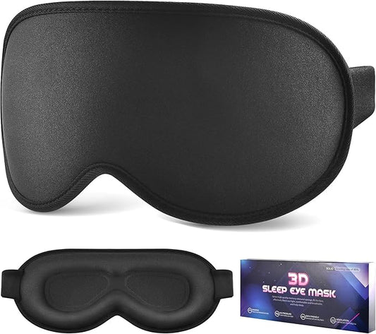 Sleep Mask for Side Sleeper Women Men, Eye Mask for Sleeping Light Blocking, 3D Contoured Cup Sleeping Mask, Soft Breathable Sleep Eye Mask with Adjustable Elastic Strap for Travel (Black)-Velvo Beauty