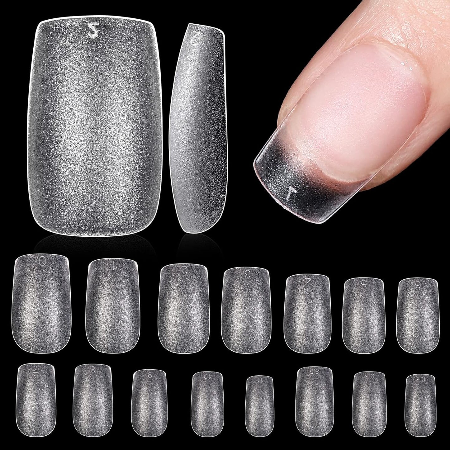 TOMICCA Short Square Nail Tips 240Pcs Pre-buff Full Matte Acrylic Fake Nails, 15 Sizes Full Cover Press on Nail for Extension Manicure Home DIY Nail Art-Velvo Beauty