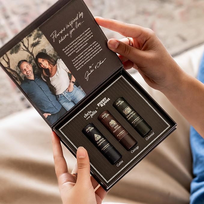 Jumbo Lip Balm Gift Set (Chris Loves Julia Trio) | Poppy & Pout All Natural Lip Balms & Moisturizers | Hydrates with Beeswax, Vitamin E, Organic Coconut Oil | Cruelty-Free | Recyclable Cardboard Tube-Velvo Beauty