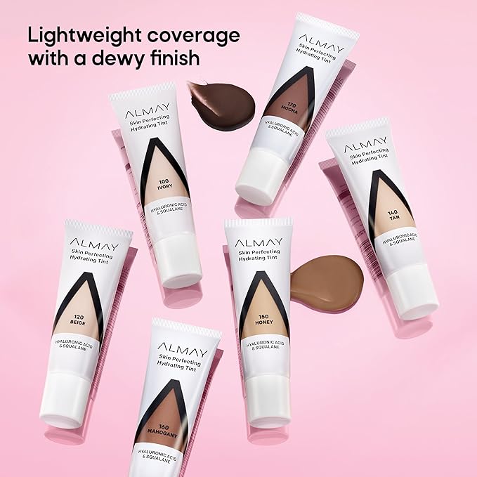 Almay Hydrating Liquid Foundation Tint, Lightweight with Light Coverage, Naturally Dewy Finish, Hypoallergenic, Dermatologist TestedFragrance Free, 100 Ivory, 0.94 fl oz.-Velvo Beauty