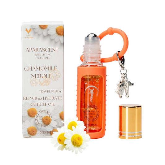 Chamomile Neroli Organic Nail Cuticle Oil Pen with Jojoba, Coconut MCT, and Rosehip for Nail Hydration, Growth & Strength, Travel Size Keychain(0.34 Fl Oz)-Velvo Beauty