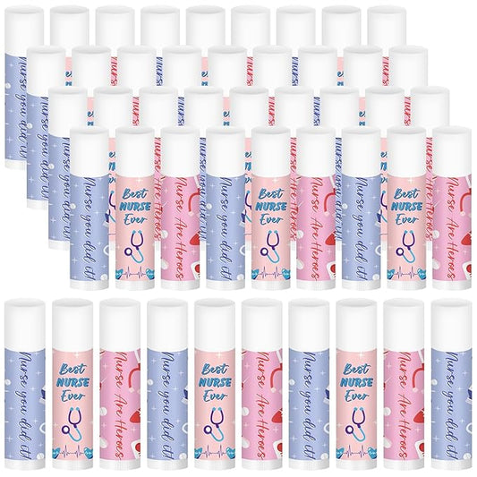60 Pcs Nurse Appreciation Lip Balms Bulk Inspirational Nursing Moisturizing Lip Balms Gifts for Nurses Certified Nursing Assistants Nurses Day Nurses Week Gifts, Jasmine Flavor-Velvo Beauty