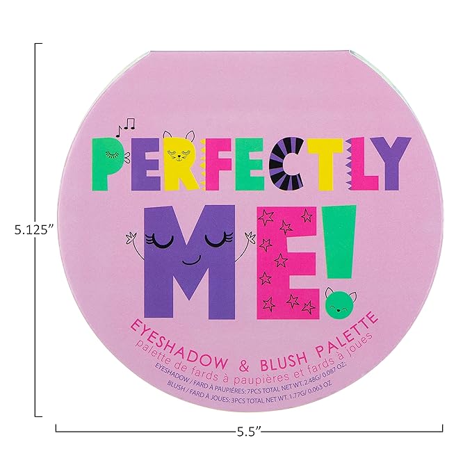 Expressions Perfectly Me Glisten & Glitter Makeup Palette 10 Color Eyeshadow Palette & Blush Makeup Novelty Beauty Set, Fold Out Compact with Mirror, Cute Makeup Kit Gifts - Washable, Non-Toxic-Velvo Beauty