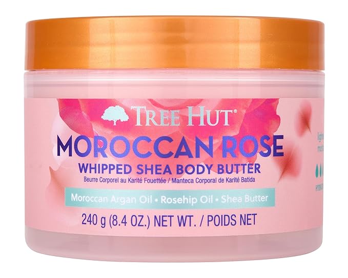 Tree Hut Moroccan Rose Whipped Shea Body Butter, 8.4oz, Lightweight, Long-lasting, Hydrating Moisturizer with Natural Shea Butter for Nourishing Essential Body Care-Velvo Beauty
