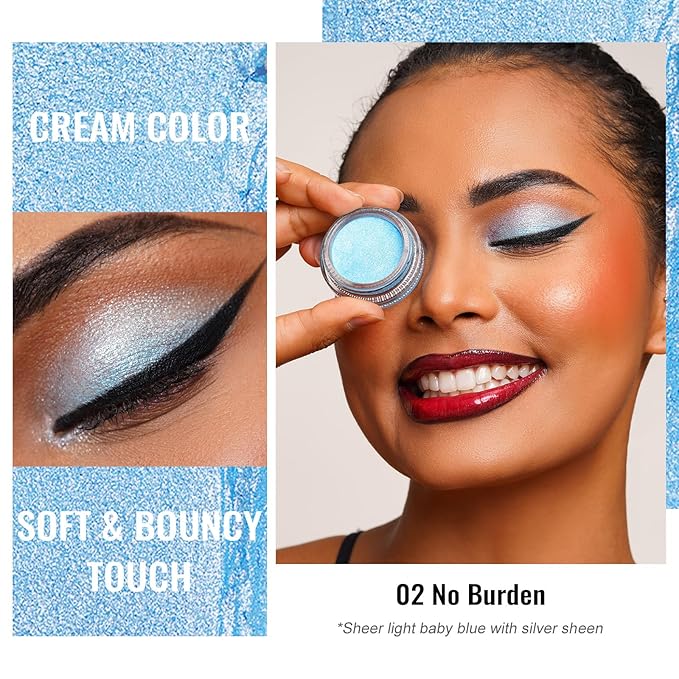 Oulac Cream Eyeshadow also for Highlighter Large Capacity Highly Pigmented Eye Shadow Waterproof &Long Lasting with Moisturizing Formula, Shimmer Glitter Eye Makeup. 6g.16+02-Velvo Beauty