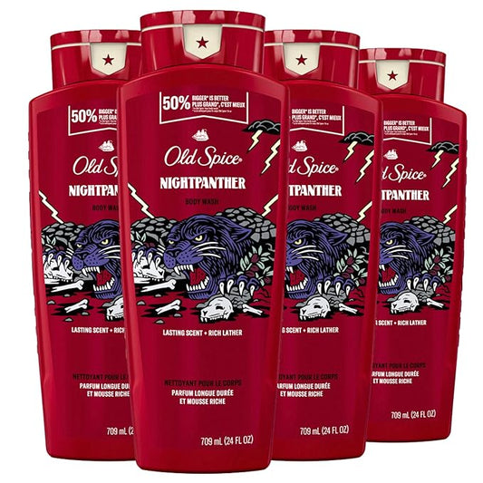 Old Spice Body Wash for Men, NightPanther, 24/7 Shower Freshness, 24 fl oz (Pack of 4)-Velvo Beauty