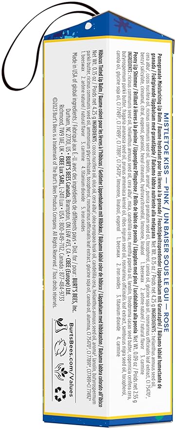 Burt's Bees Mistletoe Kiss Pink, Pomegrante, Peony, Hibiscus Lip Balm and Shimmer Holiday Collection Gift Set of 3-1 Count-Velvo Beauty