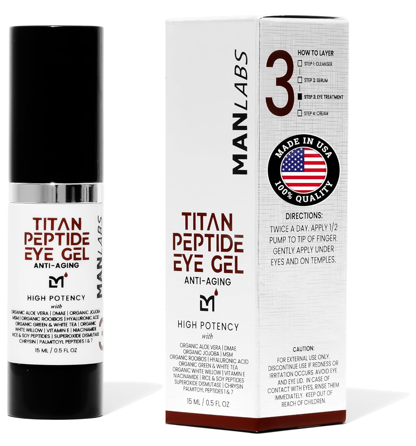 Titan Peptide Cooling Eye Gel – Mens Eye Cream – Anti-Aging Bags & Dark Circle – Eye Bags Treatment for Men – High Potency – Puffy Eyes Treatment for Men – Peptides, HA, DMAE, MSM – Unscented-Velvo Beauty