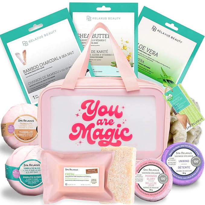 Spa Gift Baskets For Women - Premium Spa Gifts For Women With Cosmetic Bag, Bath Bombs, Handmade Spa Gift Set & Gift Boxes For Women - Mom Gifts, Birthday Gift Basket For Women-Velvo Beauty