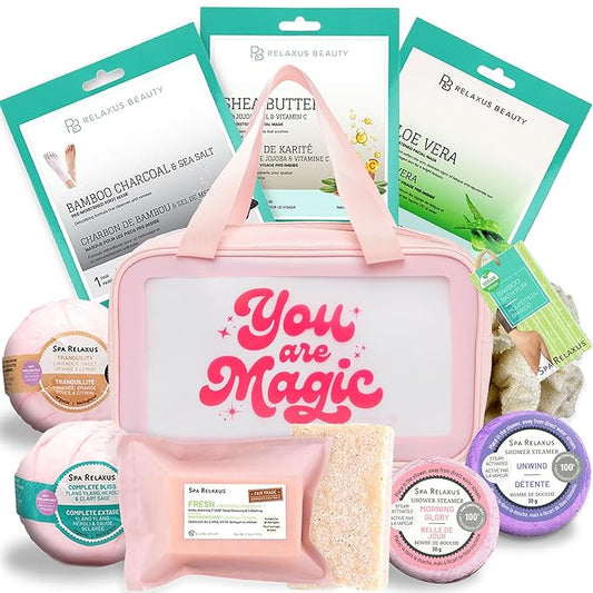 Spa Gift Baskets For Women - Premium Spa Gifts For Women With Cosmetic Bag, Bath Bombs, Handmade Spa Gift Set & Gift Boxes For Women - Mom Gifts, Birthday Gift Basket For Women-Velvo Beauty