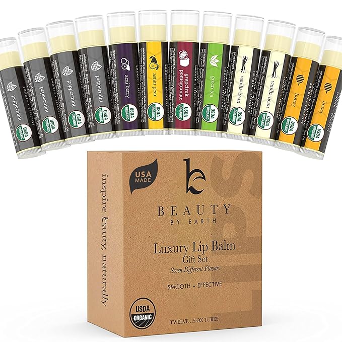 Natural Lip Balm Chapstick Pack - 12 Chap Stick Organic Lip Balm Set for Lip Healing and Repair - Natural Chapstick Hydrating Lip Balm for Dry Cracked Lips Flavored Lip Balm-Velvo Beauty