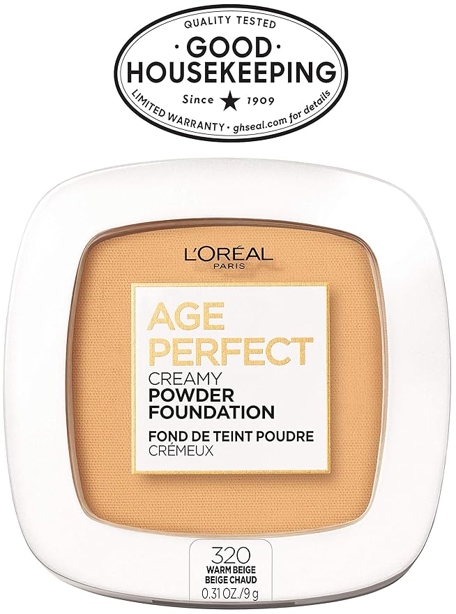 L'Oreal Paris Age Perfect Creamy Powder Foundation Compact, 320 Warm Beige, 0.31 Ounce-Velvo Beauty