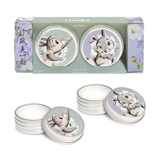 MAD BEAUTY Disney Beauty of Bambi Thumper Lip Balm Duo, Coconut & Vanilla Lip Balms, Hydrate, Soften, Moisturize, Scented, Fragranced-Velvo Beauty