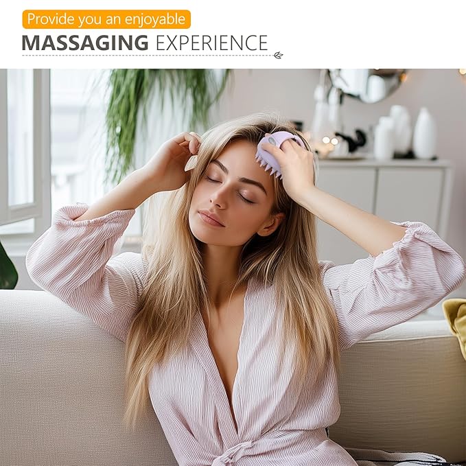 Sndyi Scalp Massager Shampoo Brush, Scalp Scrubber with Soft Silicone Bristles, Scalp Exfoliator for Dandruff Removal, Scalp Massager for Hair Growth, Wet Dry Hair Brush for Scalp Care, Taro Purple-Velvo Beauty