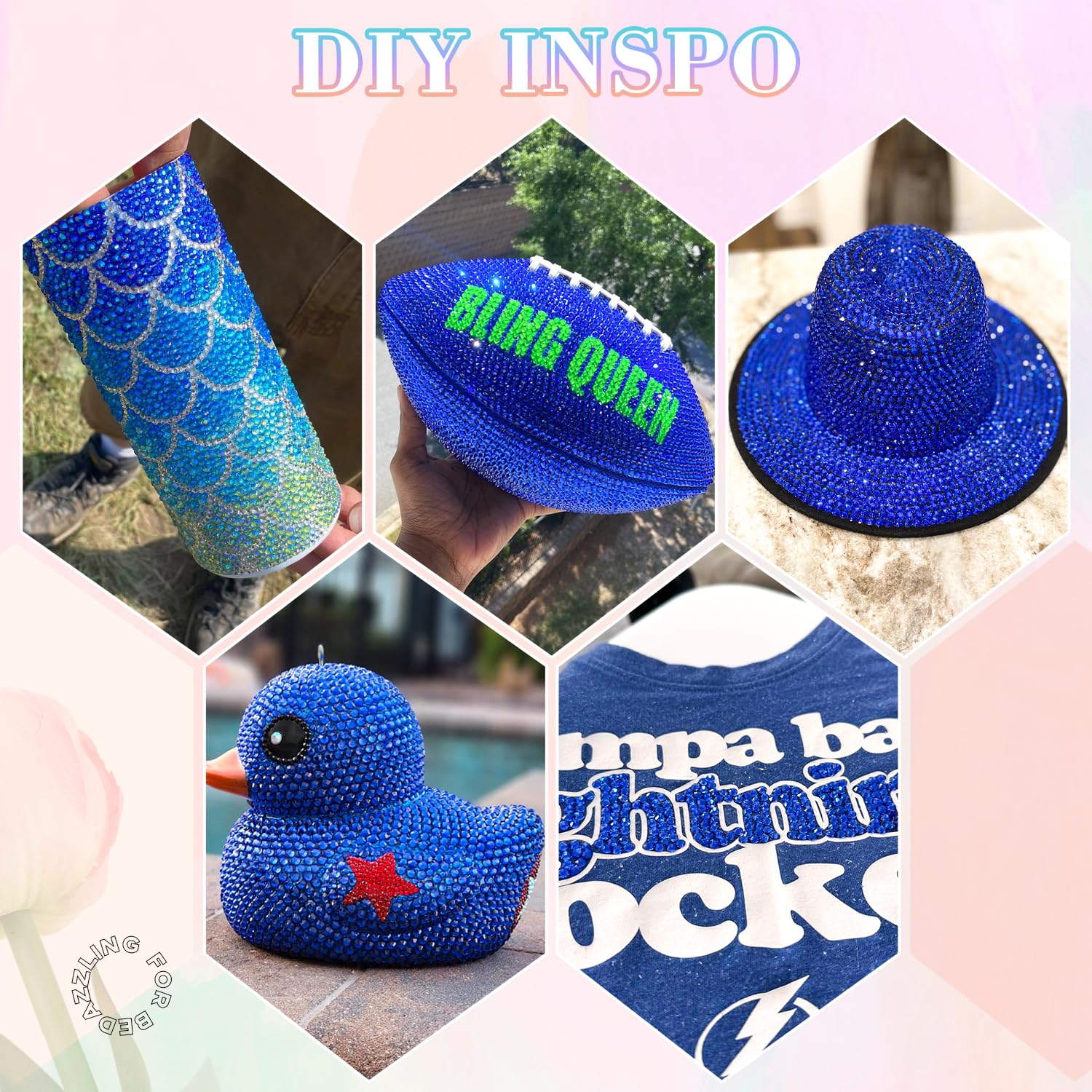 30000Pcs Resin Royal Blue Rhinestones for Bedazzling Crafting with b7000 Jewelry Glue, Bulk Flatback Gems Bedazzler Kit for Crafts Clothes Shoes Fabric Nail Diamond Art, Assorted Size 2/3/4/5/6mm-Velvo Beauty