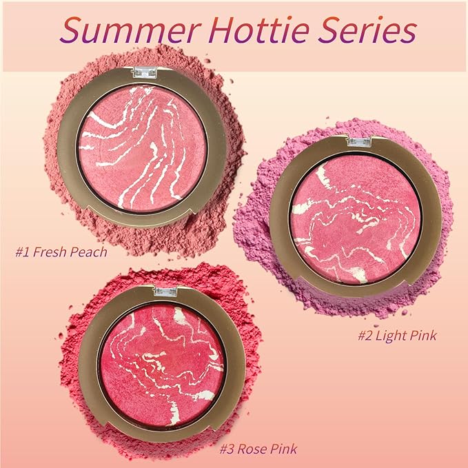 Baked Blush Powder, Natural Glow Blush Palette for Cheeks, Contour Brighten Highlight Face for a Shimmery or Matte Finish, Lightweight Blendable, Long Lasting Face Makeup #01-Velvo Beauty