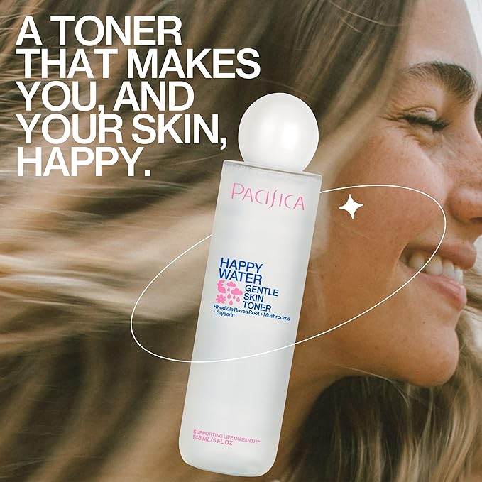 Pacifica Happy Water Hydrating Facial Toner Mist – Vegan Ceramides, Hyaluronic Acid & Electrolytes, Refreshing & Calming for Balanced Skin, Clean Beauty, Vegan, Cruelty-Free, All Skin Types, 4 oz-Velvo Beauty